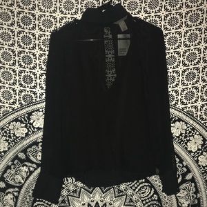 High neck black sheer blouse from H&M